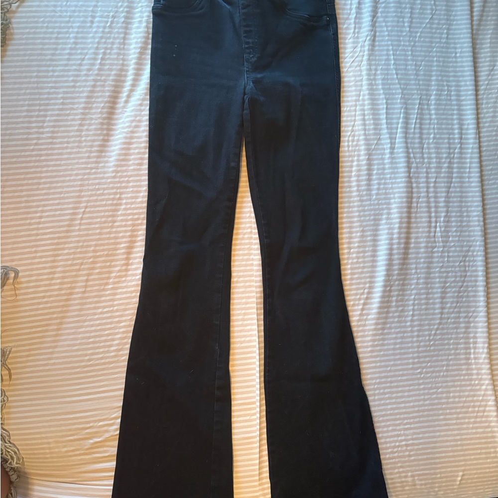Black Denim Flared Pants
